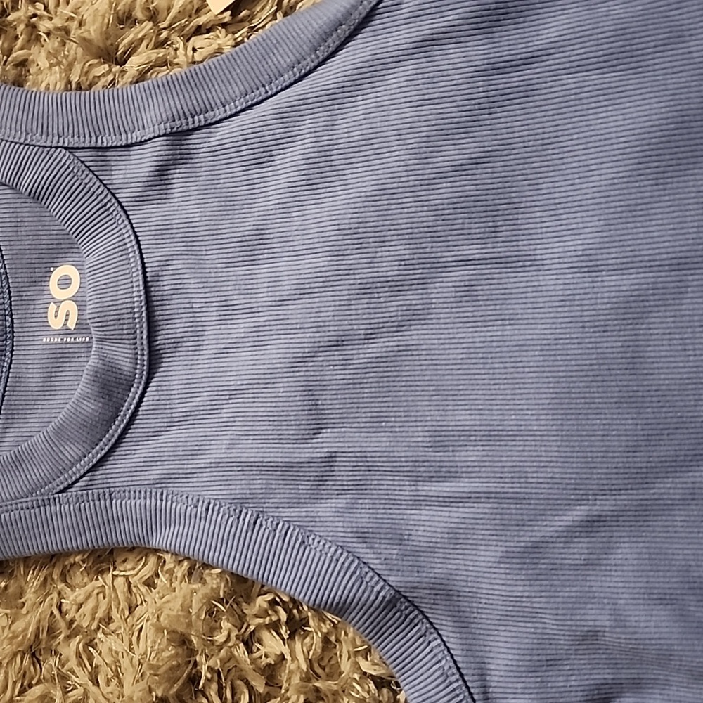 SO Ribbed Tank in Deep Blue